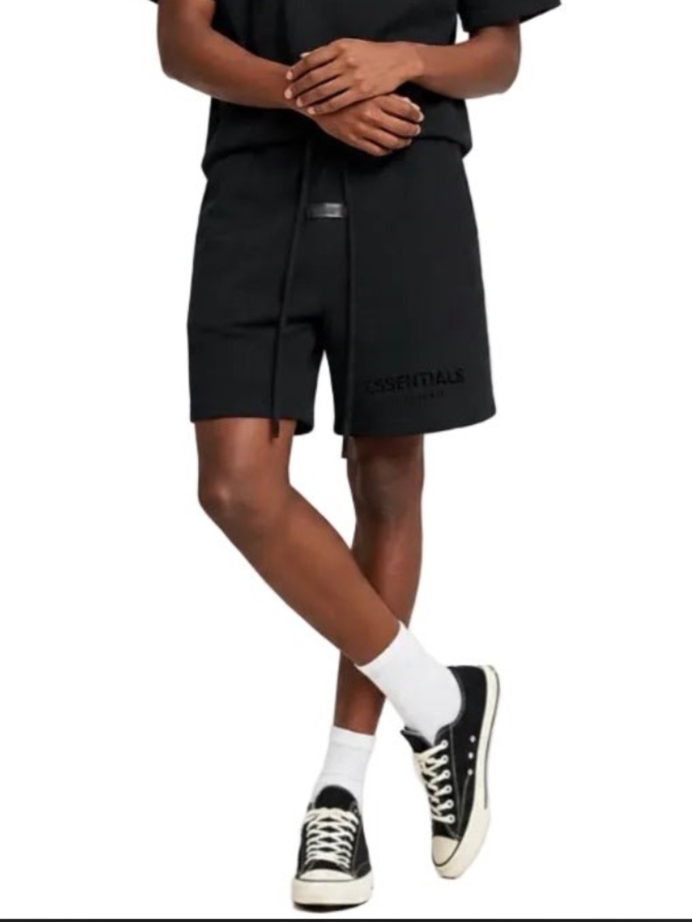 Fear of God Essentials Sweatshort Stretch Limo Flocked Logo SS22 XS Black